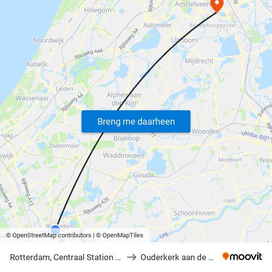 Rotterdam, Centraal Station Halte Hh to Ouderkerk aan de Amstel map