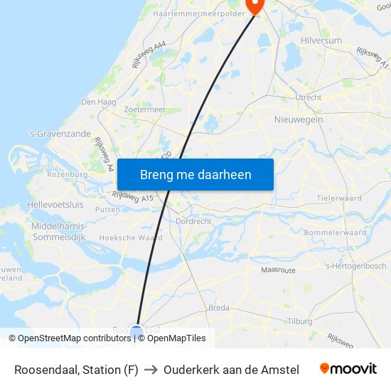 Roosendaal, Station (F) to Ouderkerk aan de Amstel map