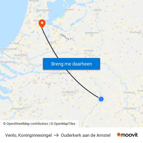 Venlo, Koninginnesingel to Ouderkerk aan de Amstel map