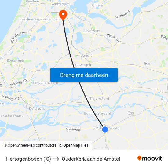 Hertogenbosch ('S) to Ouderkerk aan de Amstel map