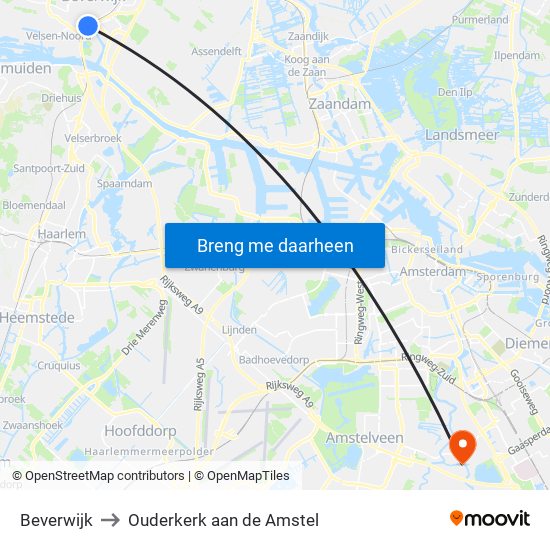 Beverwijk to Ouderkerk aan de Amstel map
