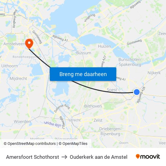 Amersfoort Schothorst to Ouderkerk aan de Amstel map