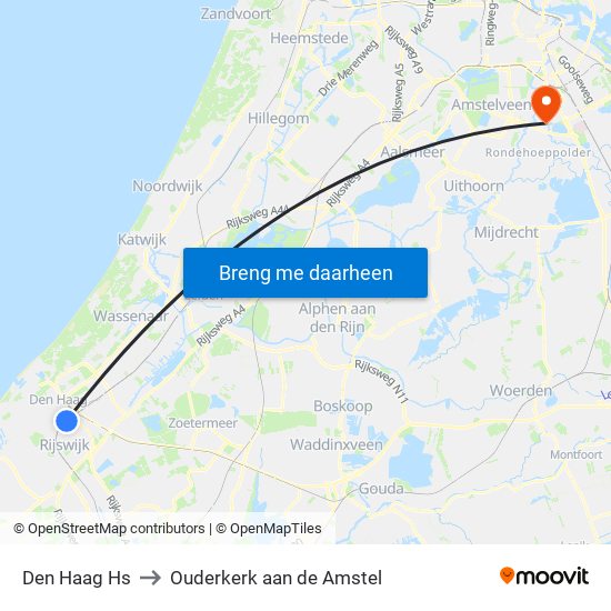 Den Haag Hs to Ouderkerk aan de Amstel map