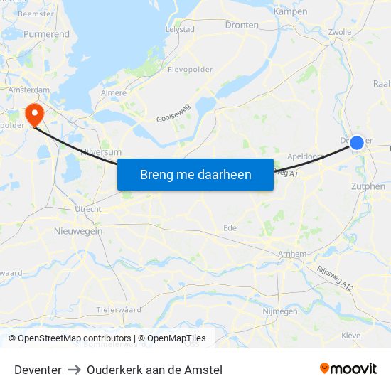 Deventer to Ouderkerk aan de Amstel map