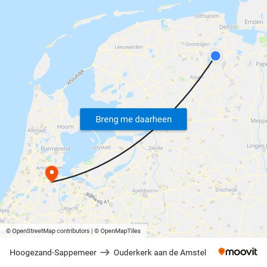 Hoogezand-Sappemeer to Ouderkerk aan de Amstel map