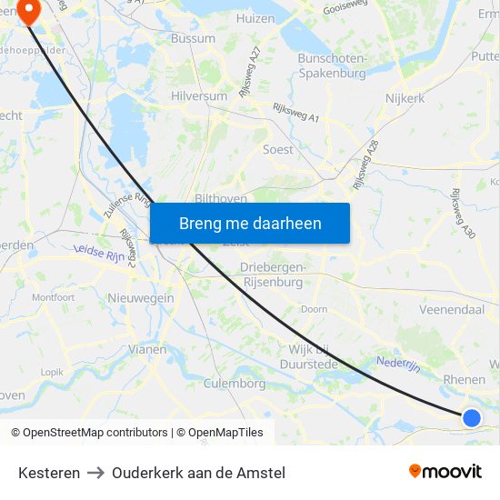 Kesteren to Ouderkerk aan de Amstel map
