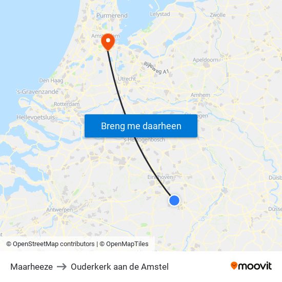 Maarheeze to Ouderkerk aan de Amstel map