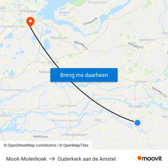 Mook-Molenhoek to Ouderkerk aan de Amstel map