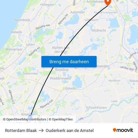Rotterdam Blaak to Ouderkerk aan de Amstel map