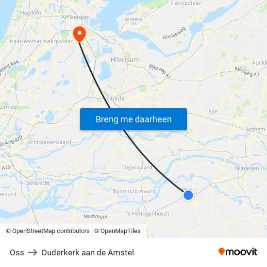 Oss to Ouderkerk aan de Amstel map