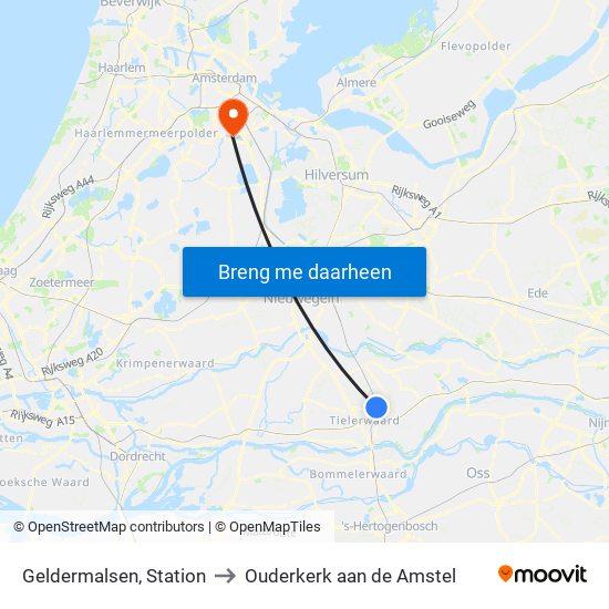 Geldermalsen, Station to Ouderkerk aan de Amstel map