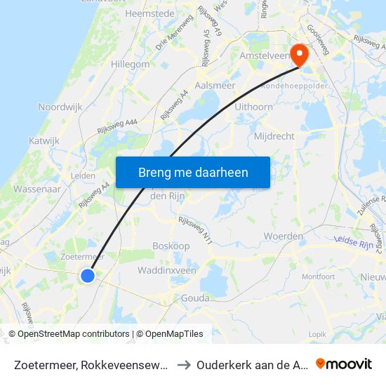 Zoetermeer, Rokkeveenseweg Zuid to Ouderkerk aan de Amstel map