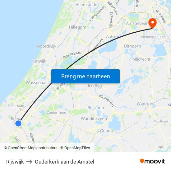 Rijswijk to Ouderkerk aan de Amstel map