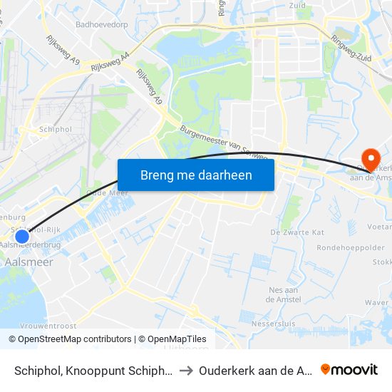 Schiphol, Knooppunt Schiphol Zuid to Ouderkerk aan de Amstel map