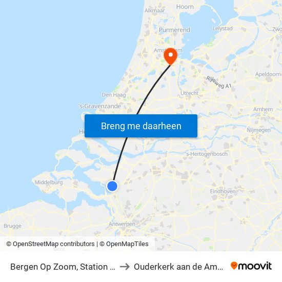 Bergen Op Zoom, Station (C) to Ouderkerk aan de Amstel map