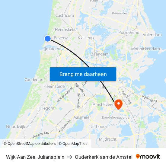 Wijk Aan Zee, Julianaplein to Ouderkerk aan de Amstel map