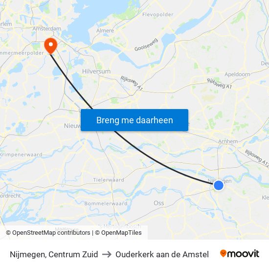 Nijmegen, Centrum Zuid to Ouderkerk aan de Amstel map