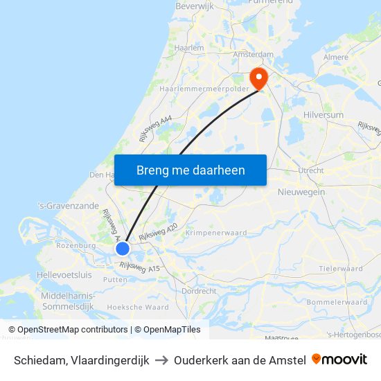 Schiedam, Vlaardingerdijk to Ouderkerk aan de Amstel map