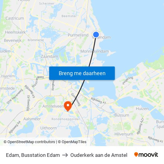Edam, Busstation Edam to Ouderkerk aan de Amstel map