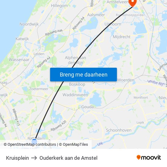 Kruisplein to Ouderkerk aan de Amstel map