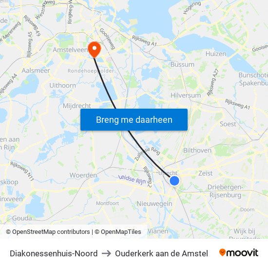 Diakonessenhuis-Noord to Ouderkerk aan de Amstel map