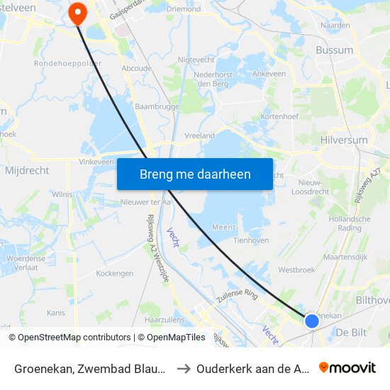 Groenekan, Zwembad Blauwkapel to Ouderkerk aan de Amstel map