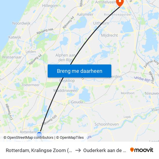 Rotterdam, Kralingse Zoom (Perron D) to Ouderkerk aan de Amstel map