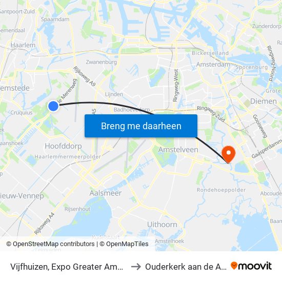 Vijfhuizen, Expo Greater Amsterdam to Ouderkerk aan de Amstel map