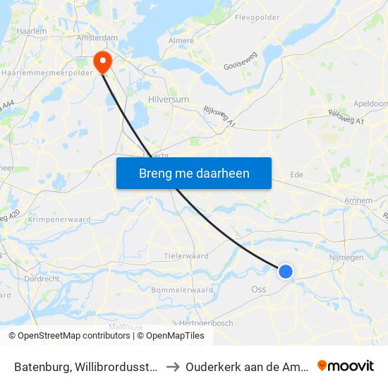 Batenburg, Willibrordusstraat to Ouderkerk aan de Amstel map