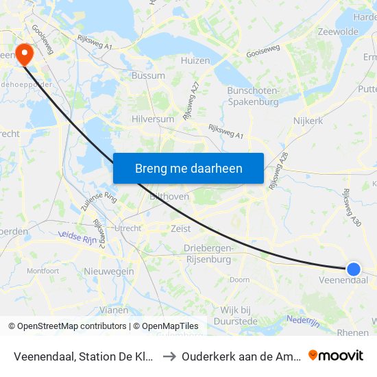Veenendaal, Station De Klomp to Ouderkerk aan de Amstel map