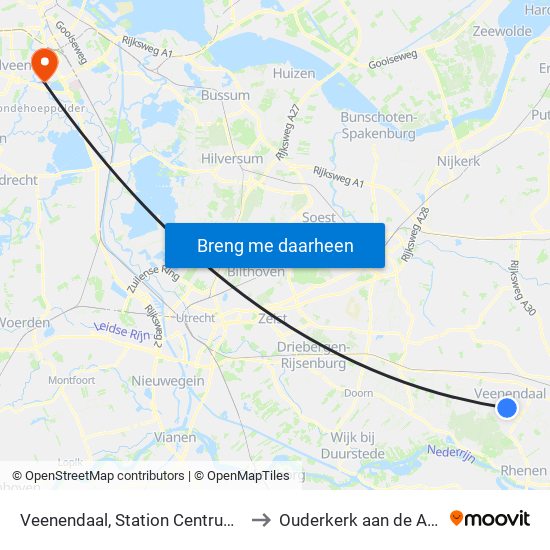 Veenendaal, Station Centrum/Plein to Ouderkerk aan de Amstel map