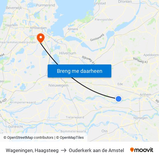 Wageningen, Haagsteeg to Ouderkerk aan de Amstel map