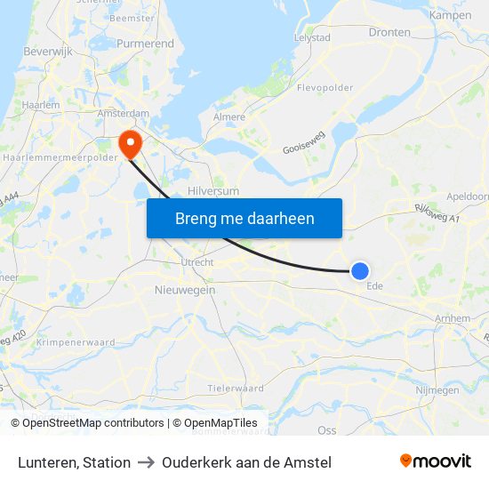 Lunteren, Station to Ouderkerk aan de Amstel map