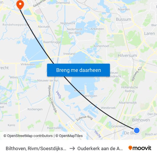 Bilthoven, Rivm/Soestdijkseweg to Ouderkerk aan de Amstel map