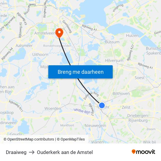 Draaiweg to Ouderkerk aan de Amstel map