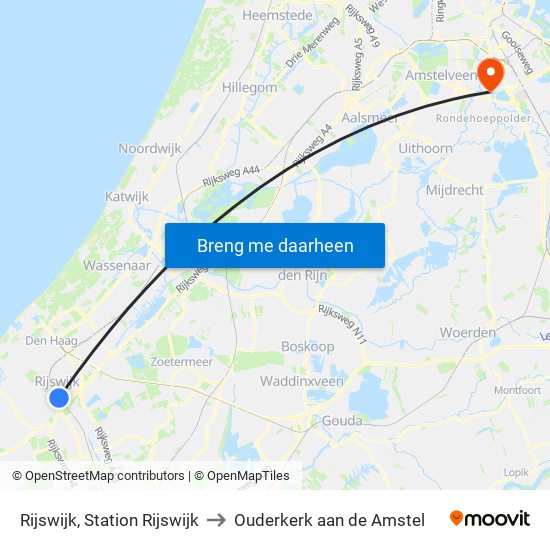 Rijswijk, Station Rijswijk to Ouderkerk aan de Amstel map