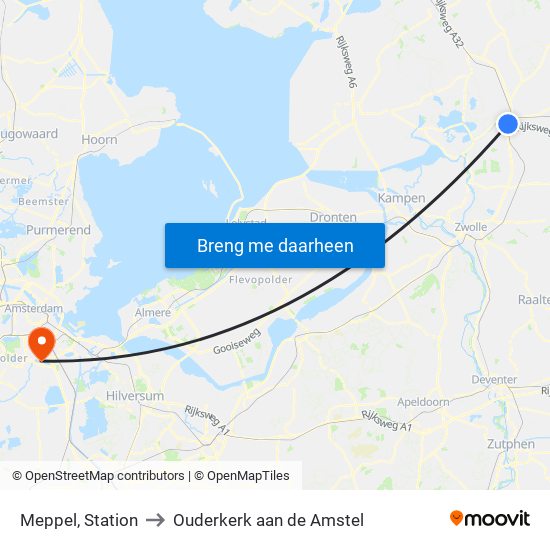 Meppel, Station to Ouderkerk aan de Amstel map