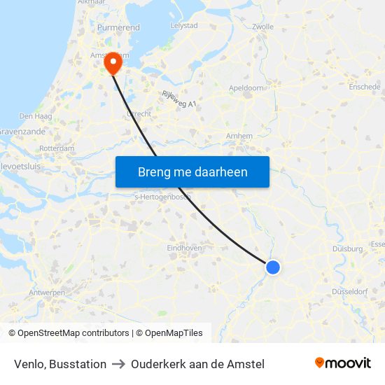 Venlo, Busstation to Ouderkerk aan de Amstel map