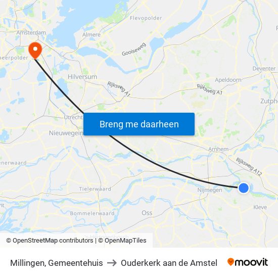 Millingen, Gemeentehuis to Ouderkerk aan de Amstel map