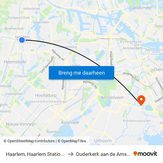 Haarlem, Haarlem Station F to Ouderkerk aan de Amstel map