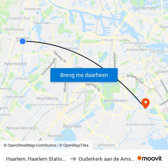 Haarlem, Haarlem Station H to Ouderkerk aan de Amstel map