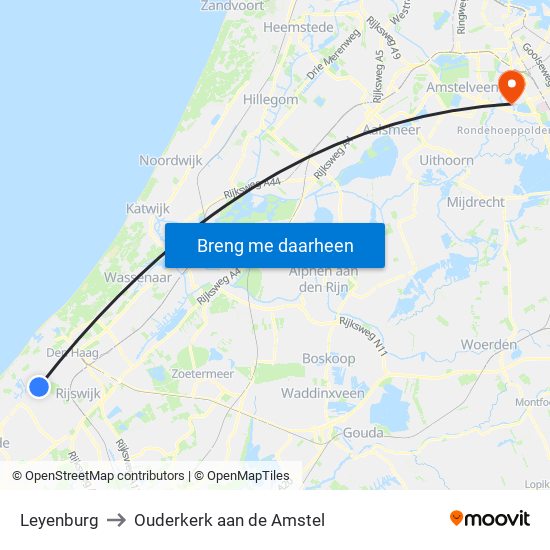 Leyenburg to Ouderkerk aan de Amstel map