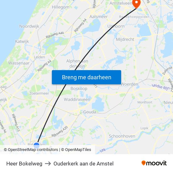 Heer Bokelweg to Ouderkerk aan de Amstel map