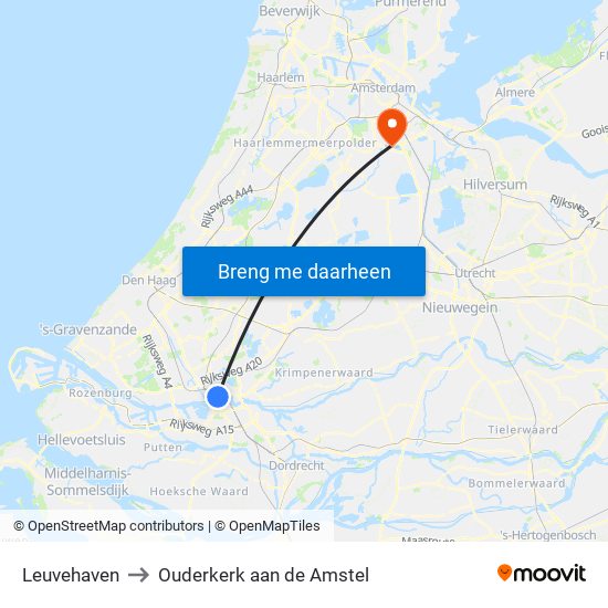 Leuvehaven to Ouderkerk aan de Amstel map