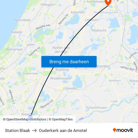Station Blaak to Ouderkerk aan de Amstel map