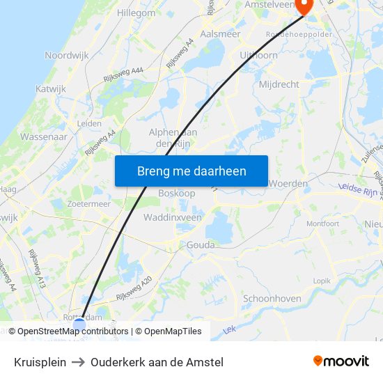 Kruisplein to Ouderkerk aan de Amstel map