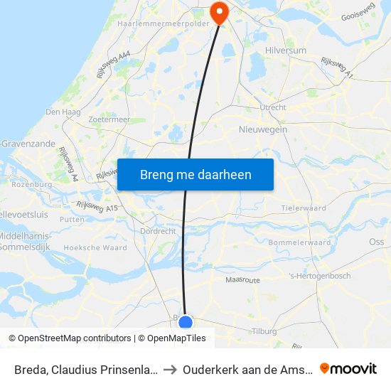 Breda, Claudius Prinsenlaan to Ouderkerk aan de Amstel map