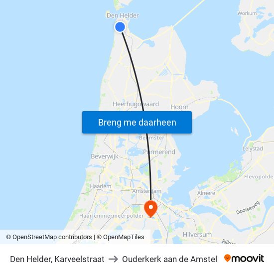 Den Helder, Karveelstraat to Ouderkerk aan de Amstel map