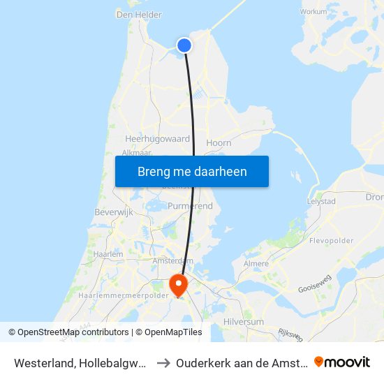 Westerland, Hollebalgweg to Ouderkerk aan de Amstel map