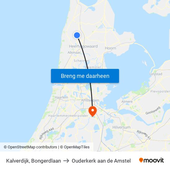 Kalverdijk, Bongerdlaan to Ouderkerk aan de Amstel map